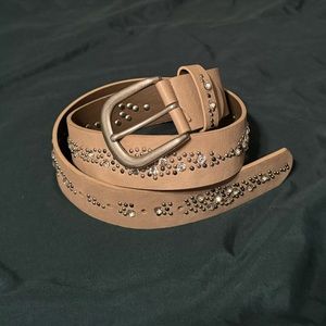 Tan rhinestones and studs belt